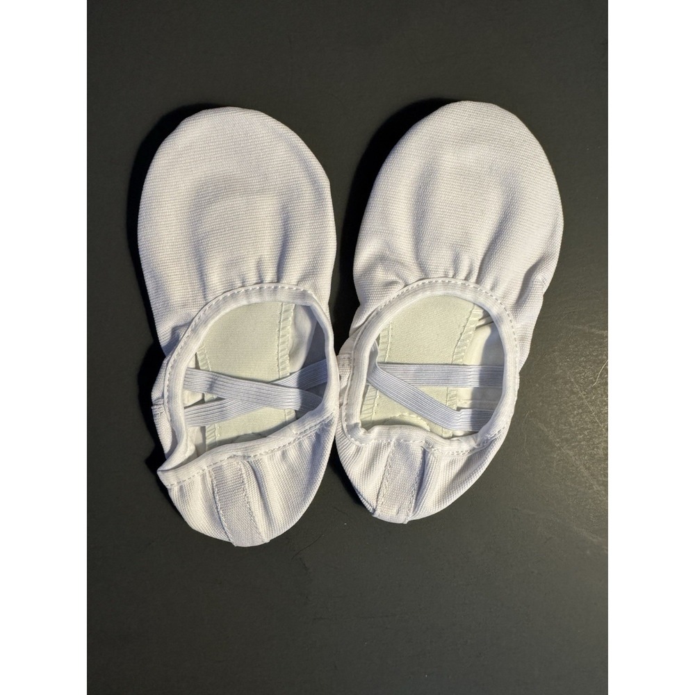 Girls White Ballet Slippers Canvas Dance Shoes Child 13M New Minor Stains